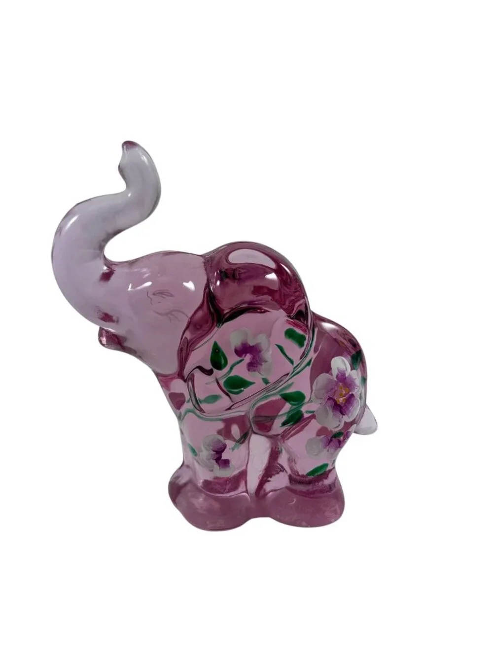 Lenox Fenton Mini Elephant Pink Glass Rosemilk Hand Painted Vintage 2003